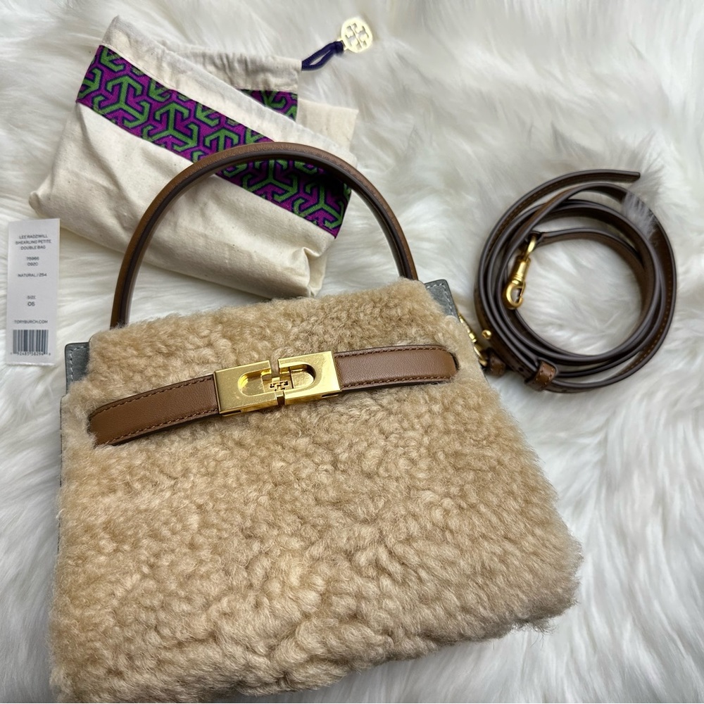 Tory Burch Lee Radziwill Shearling Petite Double Bag